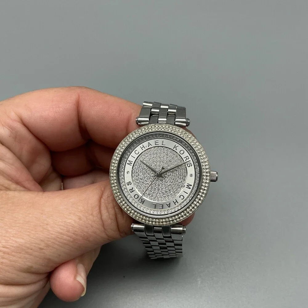 Michael Kors Womens Watch 32mm Silver Tone Stainless MK-3476 New Battery 6.75